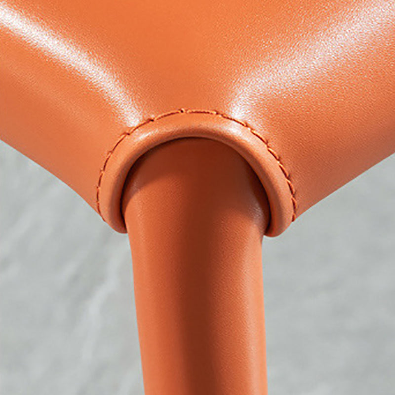 Minimalist Style Armless Solid Back Dining Side Chairs Leather Dining Chairs