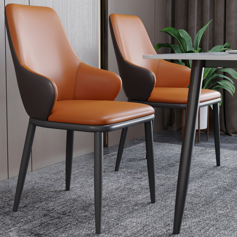 Sillas de comedor con respaldo sólido y brazo de diseño industrial, sillas de comedor de cuero para cocina