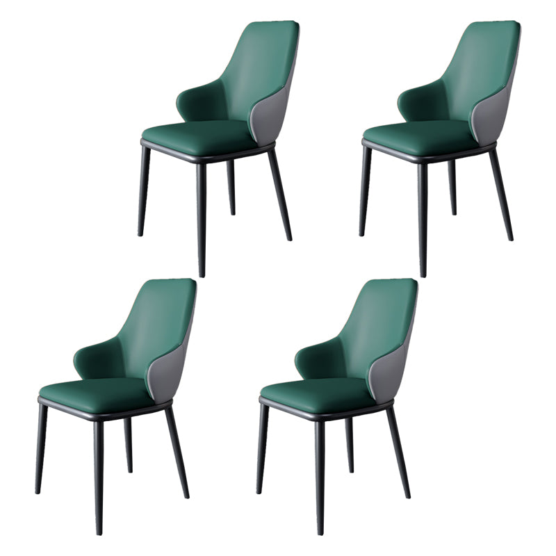 Sillas de comedor con respaldo sólido y brazo de diseño industrial, sillas de comedor de cuero para cocina