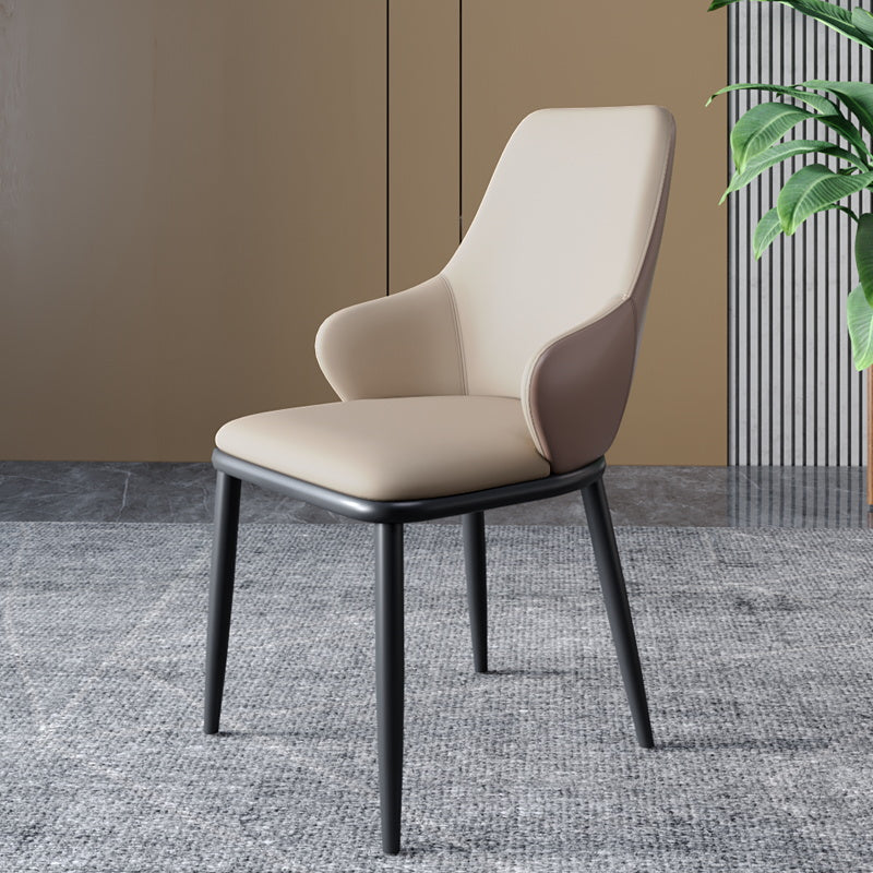Sillas de comedor con respaldo sólido y brazo de diseño industrial, sillas de comedor de cuero para cocina