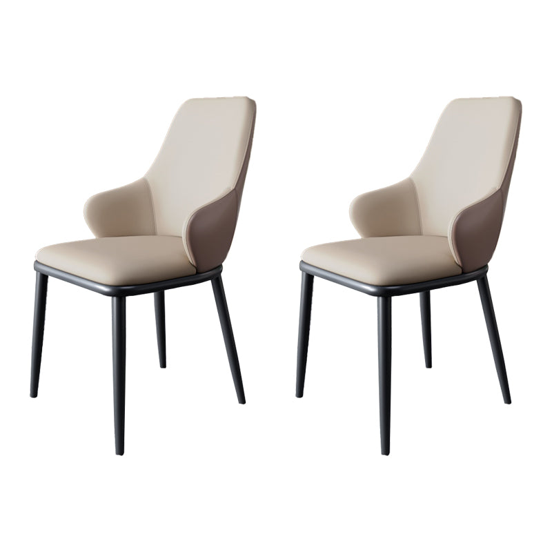 Sillas de comedor con respaldo sólido y brazo de diseño industrial, sillas de comedor de cuero para cocina