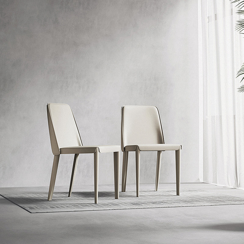 Sillas de comedor de cuero contemporáneas, silla con respaldo sólido sin brazos para cocina