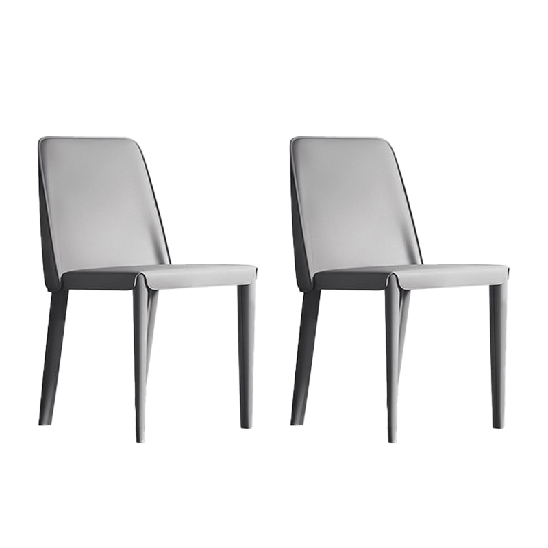 Sillas de comedor de cuero contemporáneas, silla con respaldo sólido sin brazos para cocina