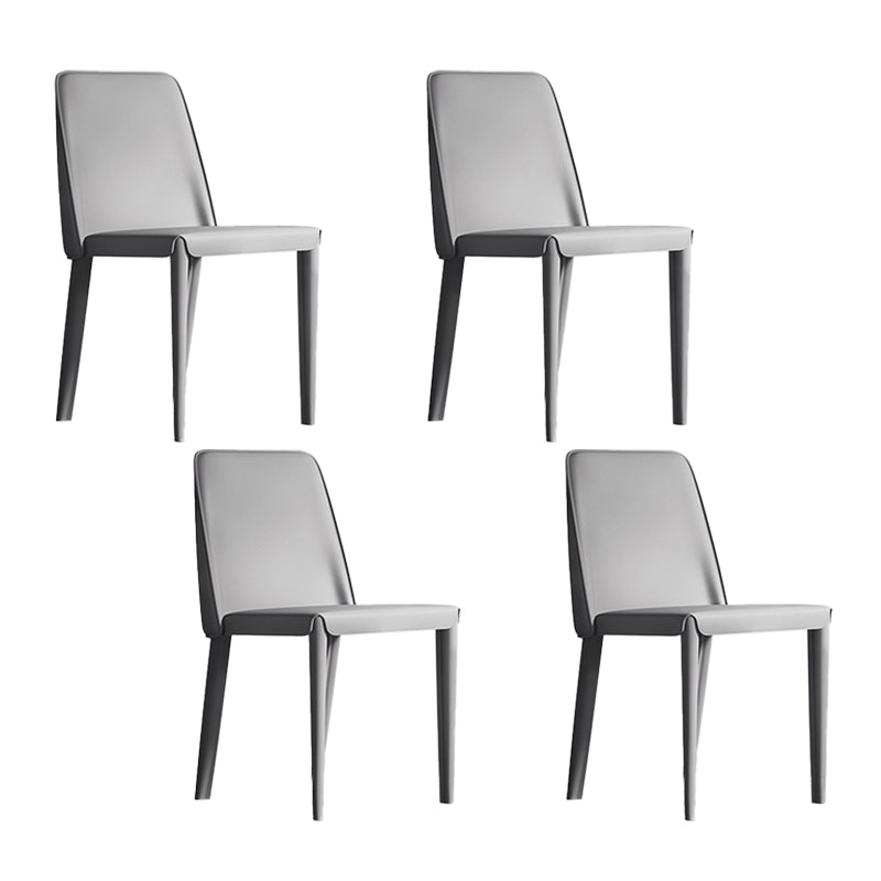 Sillas de comedor de cuero contemporáneas, silla con respaldo sólido sin brazos para cocina