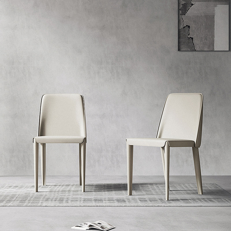 Sillas de comedor de cuero contemporáneas, silla con respaldo sólido sin brazos para cocina
