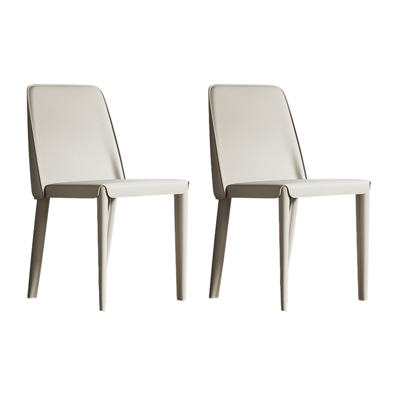 Sillas de comedor de cuero contemporáneas, silla con respaldo sólido sin brazos para cocina