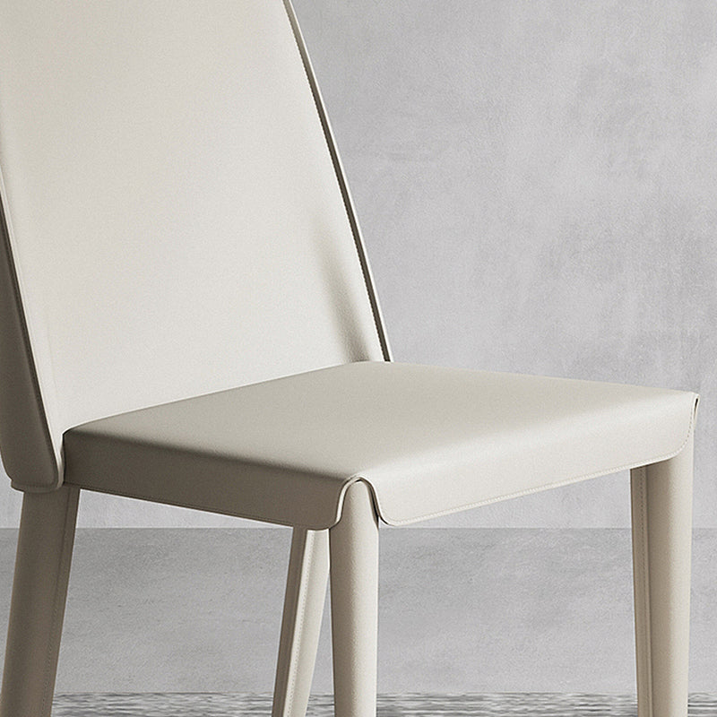 Sillas de comedor de cuero contemporáneas, silla con respaldo sólido sin brazos para cocina