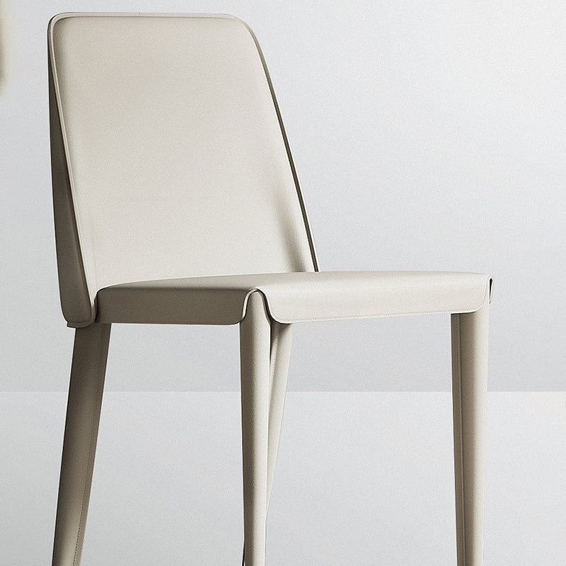 Sillas de comedor de cuero contemporáneas, silla con respaldo sólido sin brazos para cocina
