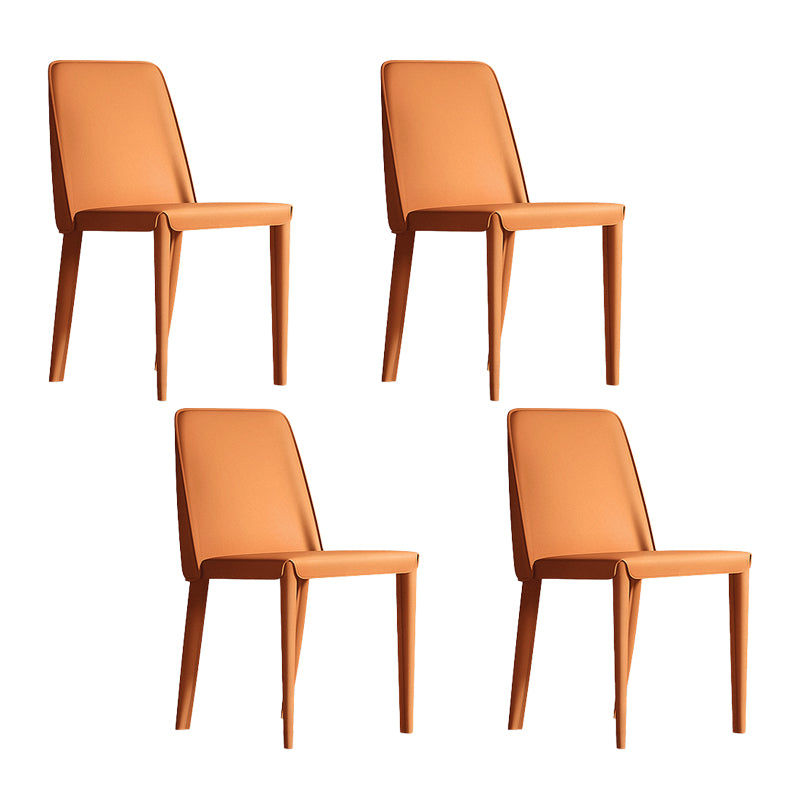 Sillas de comedor de cuero contemporáneas, silla con respaldo sólido sin brazos para cocina
