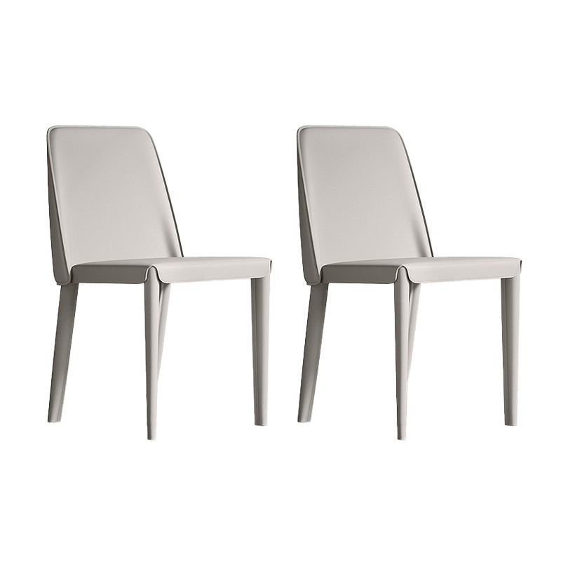 Sillas de comedor de cuero contemporáneas, silla con respaldo sólido sin brazos para cocina