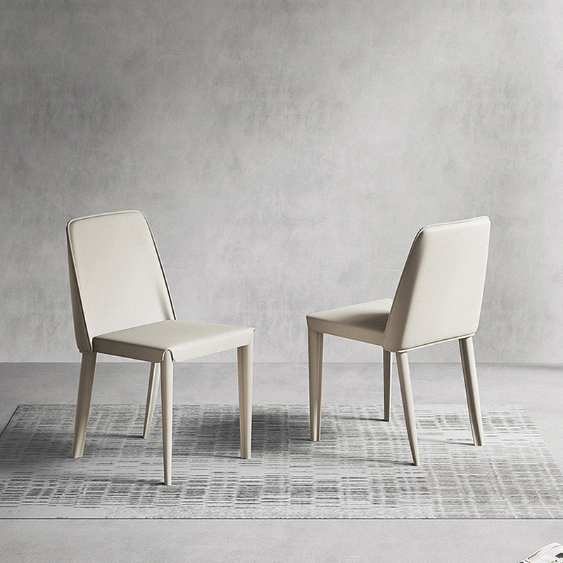 Sillas de comedor de cuero contemporáneas, silla con respaldo sólido sin brazos para cocina