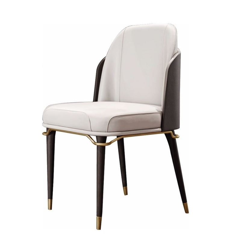 Sillas de comedor de cuero de estilo escandinavo, silla con respaldo sólido sin brazos y patas de madera