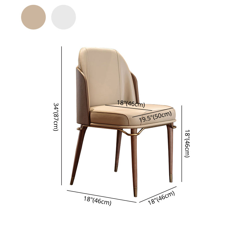 Sillas de comedor de cuero de estilo escandinavo, silla con respaldo sólido sin brazos y patas de madera