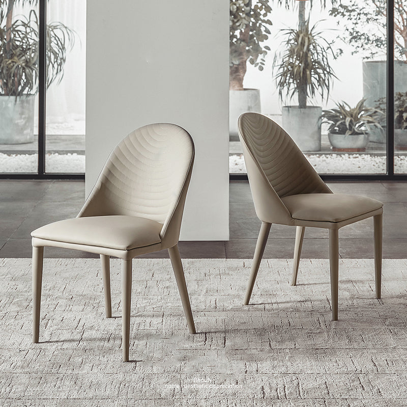 Sillas de comedor de cuero contemporáneas Silla de comedor con respaldo sólido sin brazos para cocina