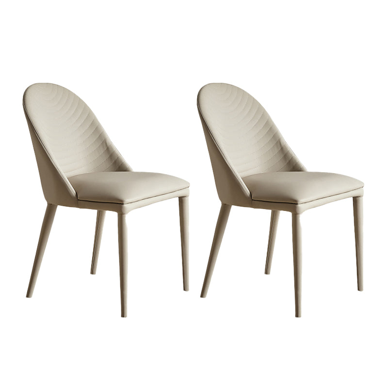 Sillas de comedor de cuero contemporáneas Silla de comedor con respaldo sólido sin brazos para cocina