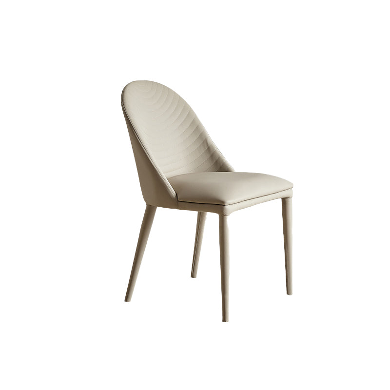 Sillas de comedor de cuero contemporáneas Silla de comedor con respaldo sólido sin brazos para cocina