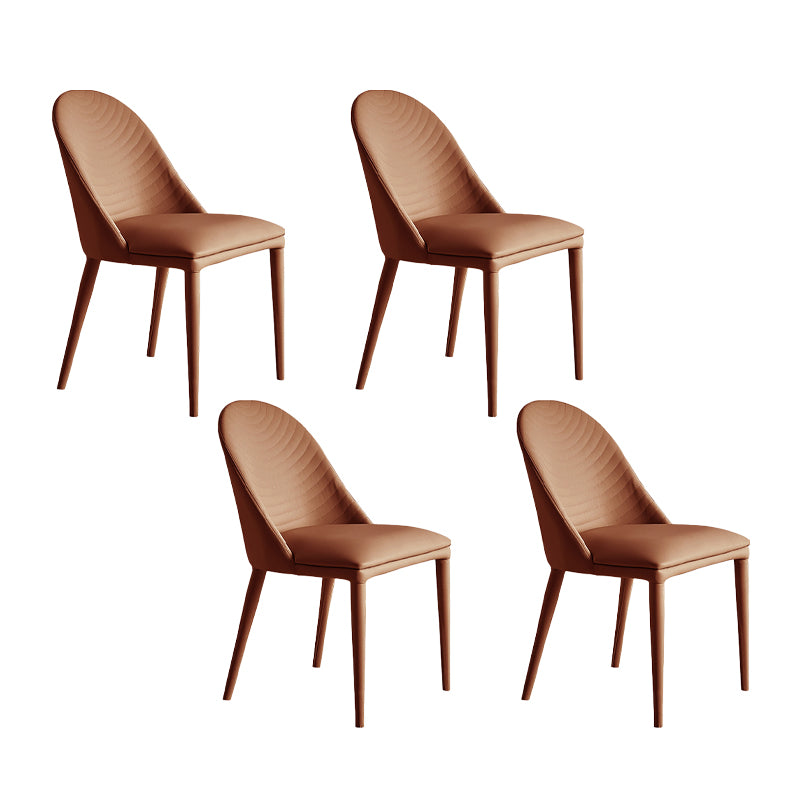 Sillas de comedor de cuero contemporáneas Silla de comedor con respaldo sólido sin brazos para cocina