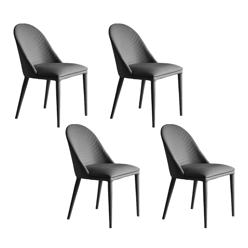 Sillas de comedor de cuero contemporáneas Silla de comedor con respaldo sólido sin brazos para cocina