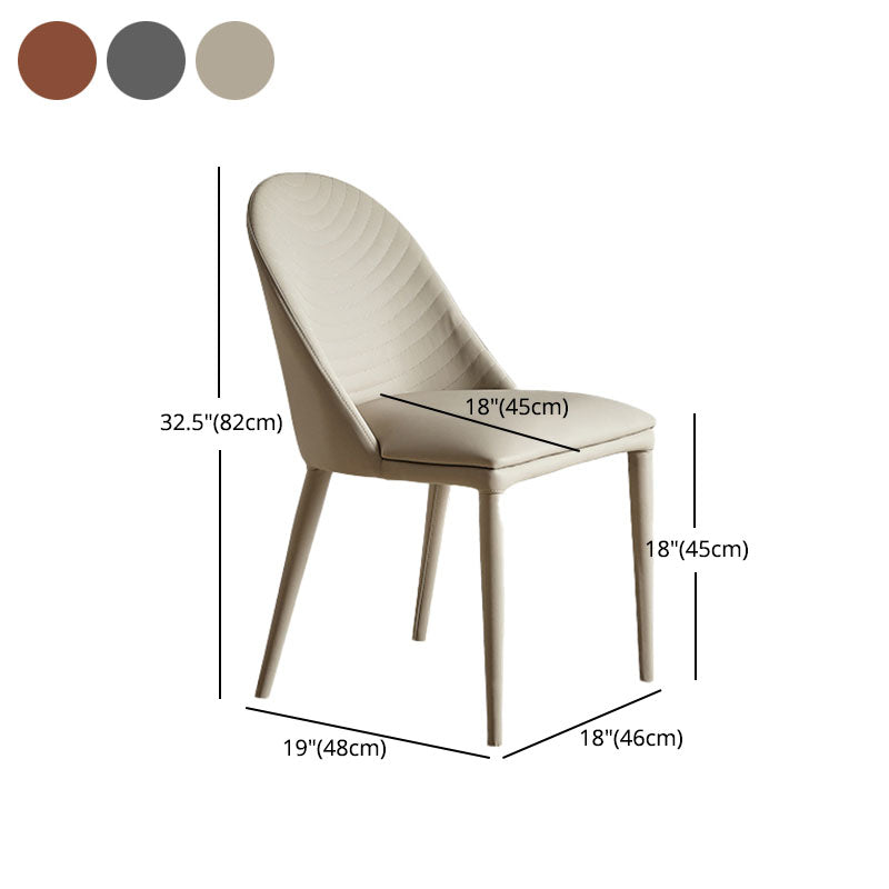 Sillas de comedor de cuero contemporáneas Silla de comedor con respaldo sólido sin brazos para cocina