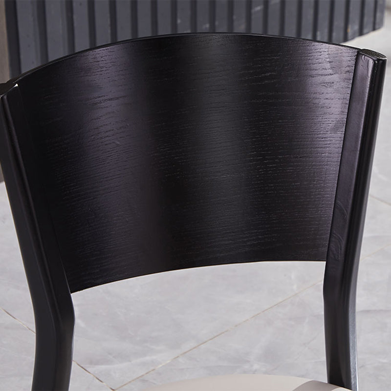 Silla lateral de comedor con respaldo abierto de estilo industrial, sillas laterales de madera sin brazos con patas