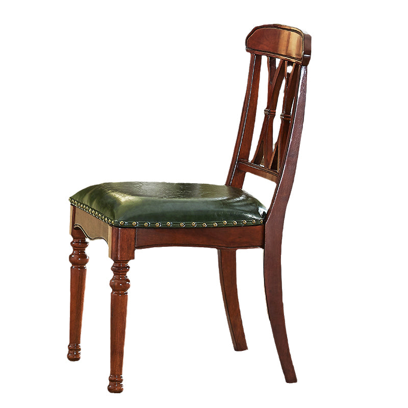 Chaise latérale de restaurant en cuir traditionnel, chaise de salle à manger à dossier croisé naturel