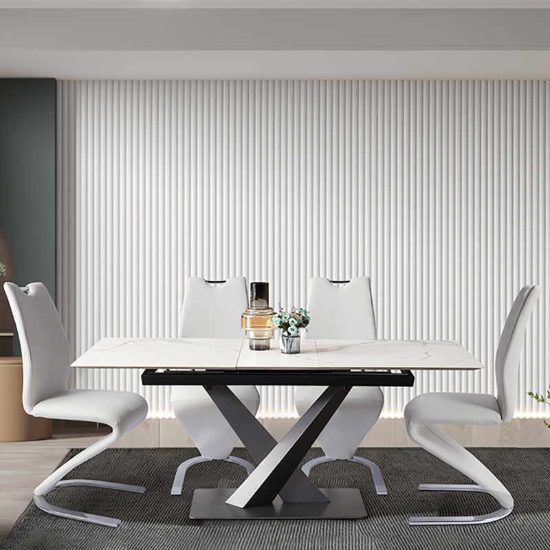 Silla de comedor de cuero PU moderna, sillas de comedor de metal sin brazos para uso en restaurantes