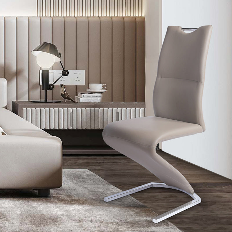 Silla de comedor de cuero PU moderna, sillas de comedor de metal sin brazos para uso en restaurantes