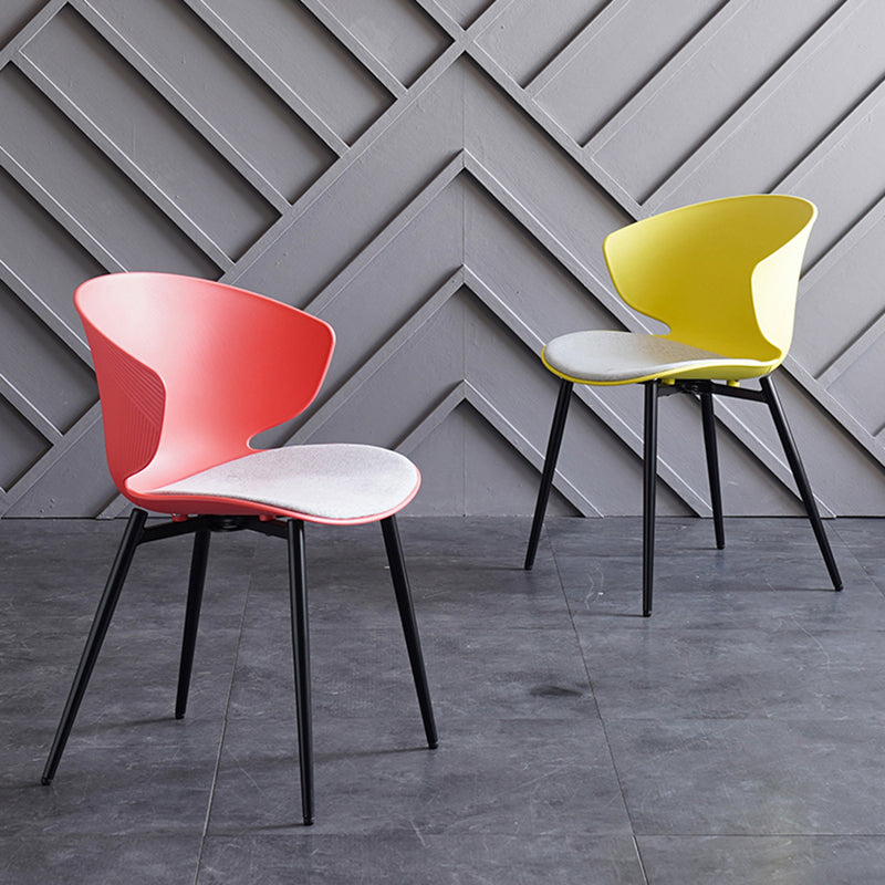 Sillas de comedor de estilo moderno, sillón lateral sin brazos con respaldo lateral de metal para cocina