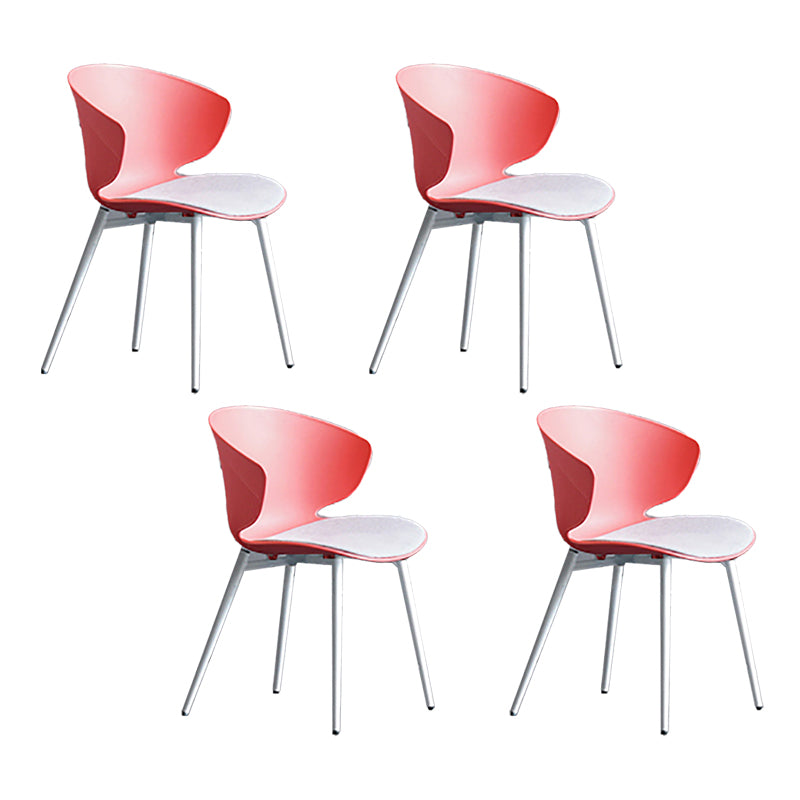 Sillas de comedor de estilo moderno, sillón lateral sin brazos con respaldo lateral de metal para cocina
