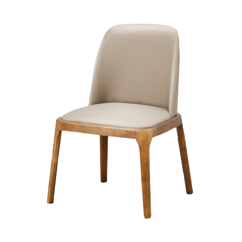 Silla de comedor de cuero industrial para restaurante, silla de comedor Parsons con patas de nogal