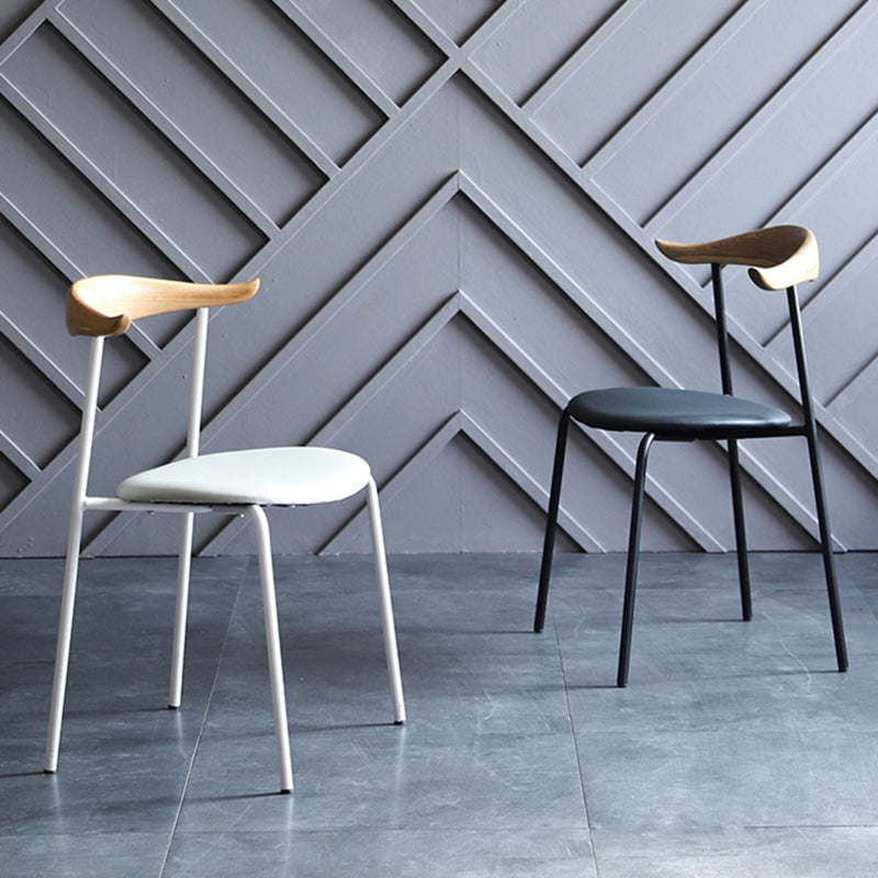 Sillas de comedor de estilo moderno, sillas laterales sin brazos con respaldo abierto y patas de metal para cocina