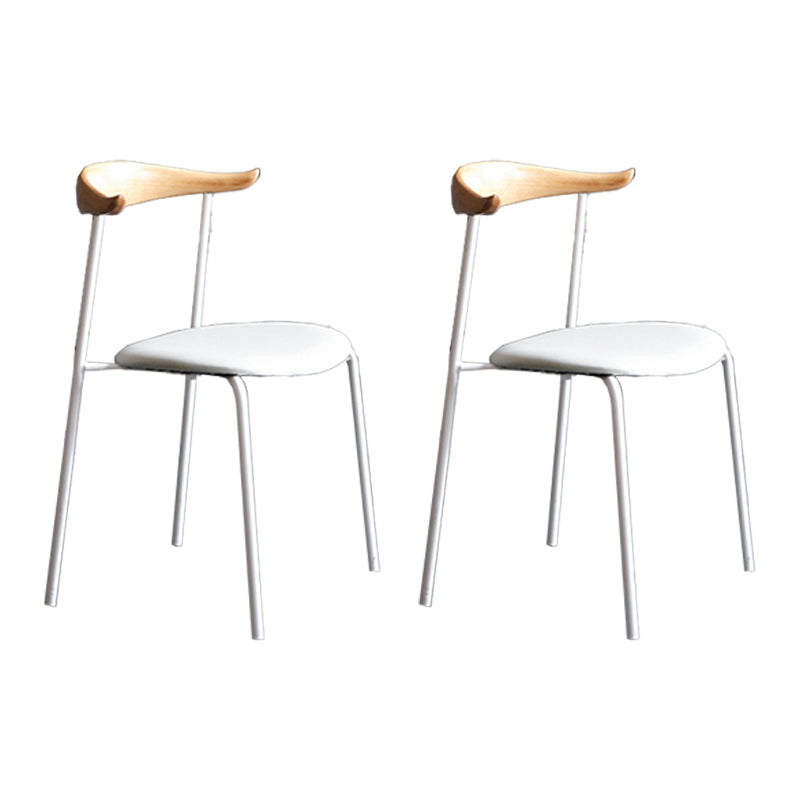 Sillas de comedor de estilo moderno, sillas laterales sin brazos con respaldo abierto y patas de metal para cocina