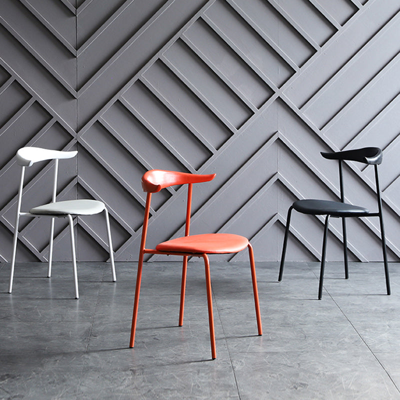 Sillas de comedor de estilo moderno, sillas laterales sin brazos con respaldo abierto y patas de metal para cocina