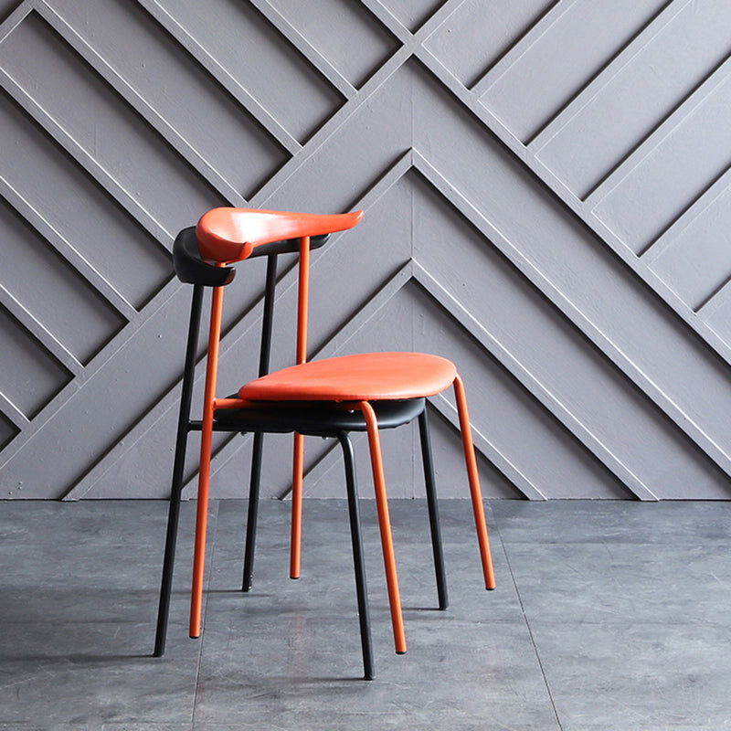 Sillas de comedor de estilo moderno, sillas laterales sin brazos con respaldo abierto y patas de metal para cocina