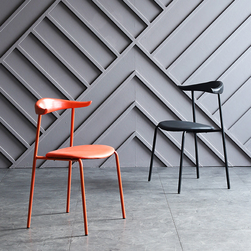 Sillas de comedor de estilo moderno, sillas laterales sin brazos con respaldo abierto y patas de metal para cocina