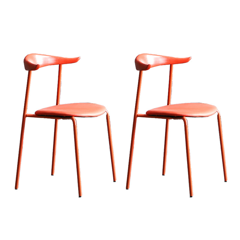 Sillas de comedor de estilo moderno, sillas laterales sin brazos con respaldo abierto y patas de metal para cocina