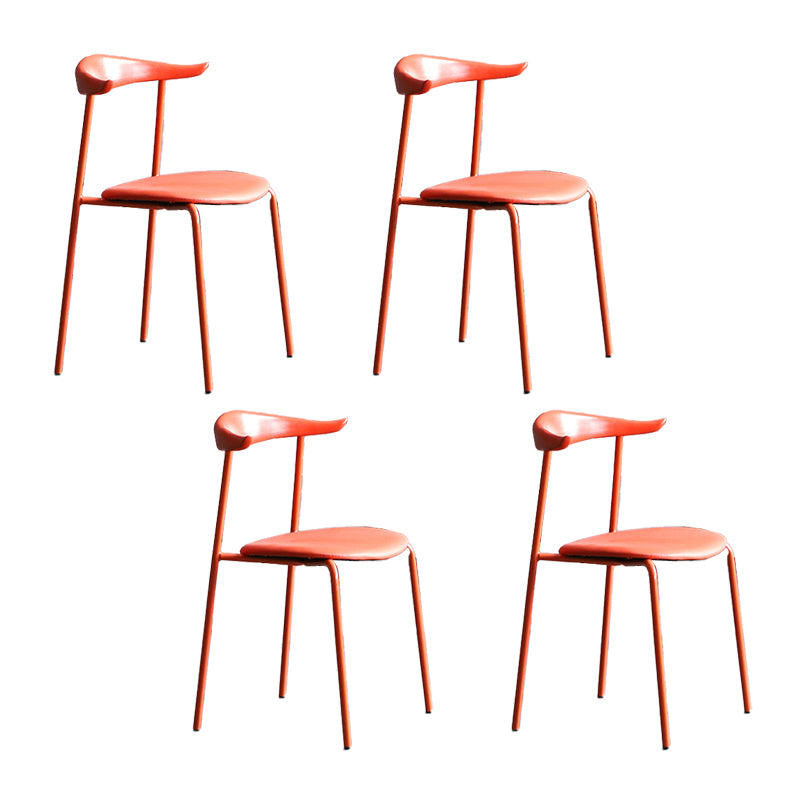 Sillas de comedor de estilo moderno, sillas laterales sin brazos con respaldo abierto y patas de metal para cocina