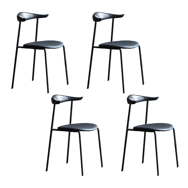 Sillas de comedor de estilo moderno, sillas laterales sin brazos con respaldo abierto y patas de metal para cocina