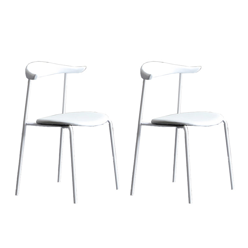 Sillas de comedor de estilo moderno, sillas laterales sin brazos con respaldo abierto y patas de metal para cocina