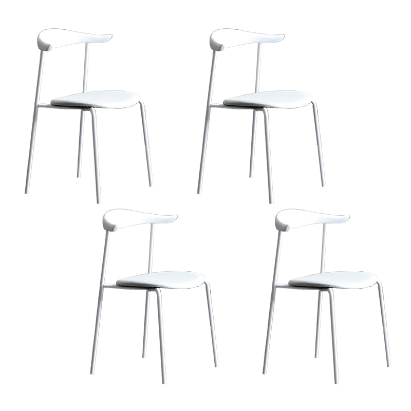 Sillas de comedor de estilo moderno, sillas laterales sin brazos con respaldo abierto y patas de metal para cocina