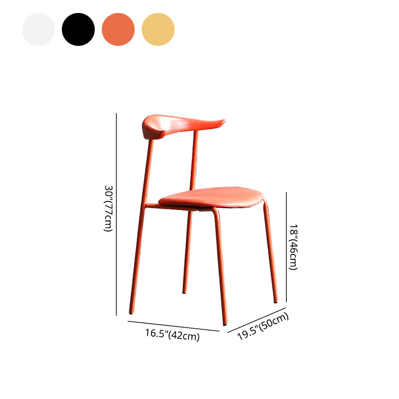 Sillas de comedor de estilo moderno, sillas laterales sin brazos con respaldo abierto y patas de metal para cocina