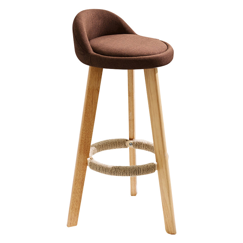 Zeitgenössischer Innenhocker Rundsitzhocker mit Rückenlehne, Holzbasis