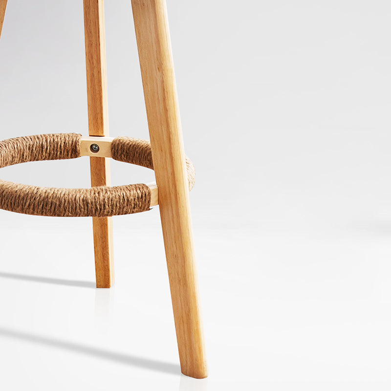 Zeitgenössischer Innenhocker Rundsitzhocker mit Rückenlehne, Holzbasis