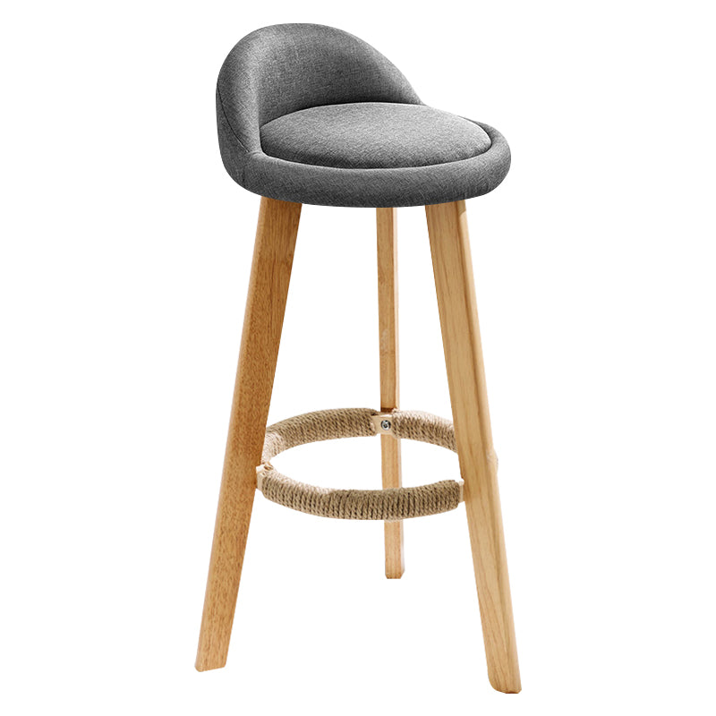 Zeitgenössischer Innenhocker Rundsitzhocker mit Rückenlehne, Holzbasis