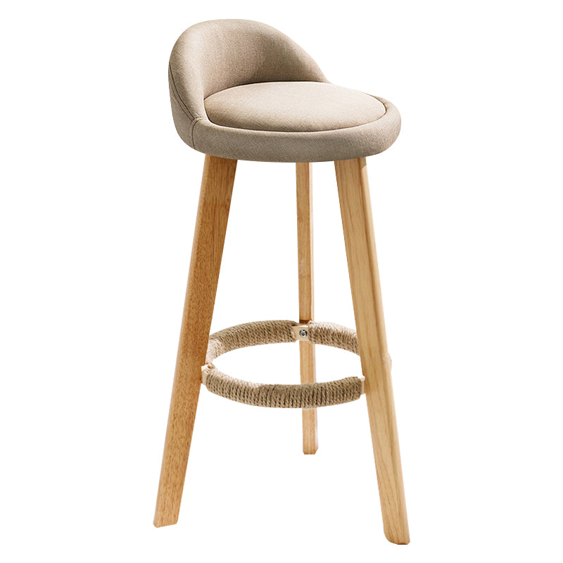 Zeitgenössischer Innenhocker Rundsitzhocker mit Rückenlehne, Holzbasis