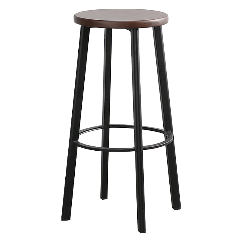 Modern Minimalist Bar And Counter Stool Wrought Iron Solid Wood Cafe Bar Stool,Set of 4