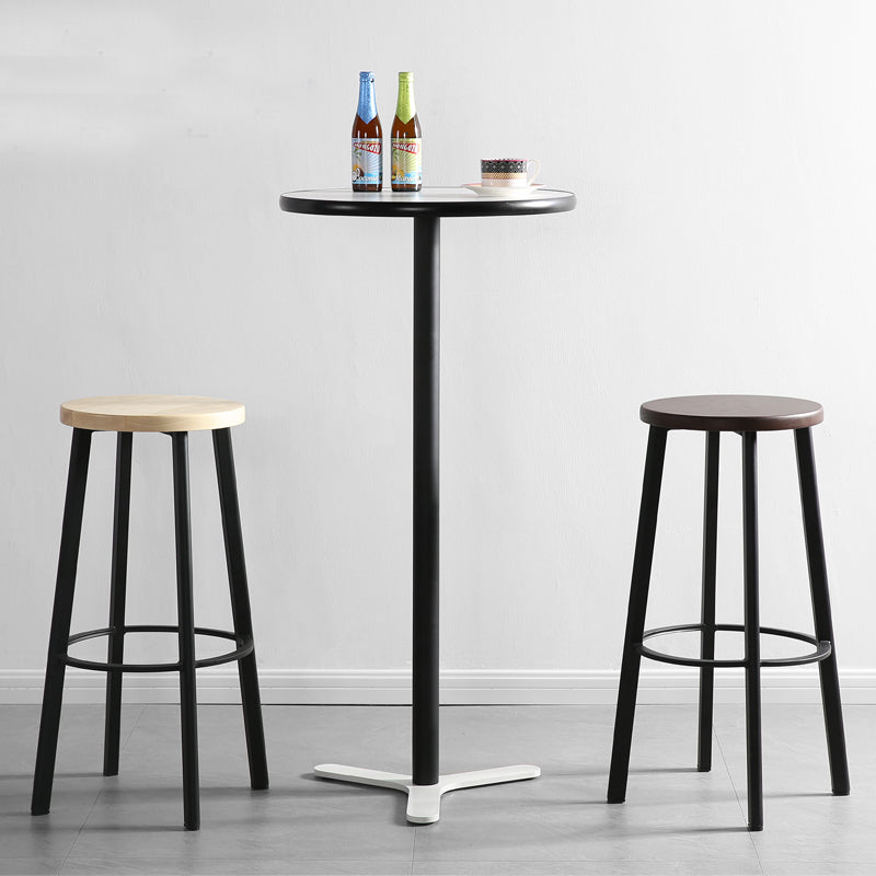 Modern Minimalist Bar And Counter Stool Wrought Iron Solid Wood Cafe Bar Stool,Set of 4