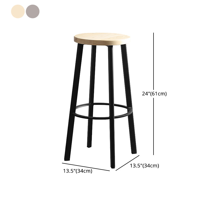 Modern Minimalist Bar And Counter Stool Wrought Iron Solid Wood Cafe Bar Stool,Set of 4