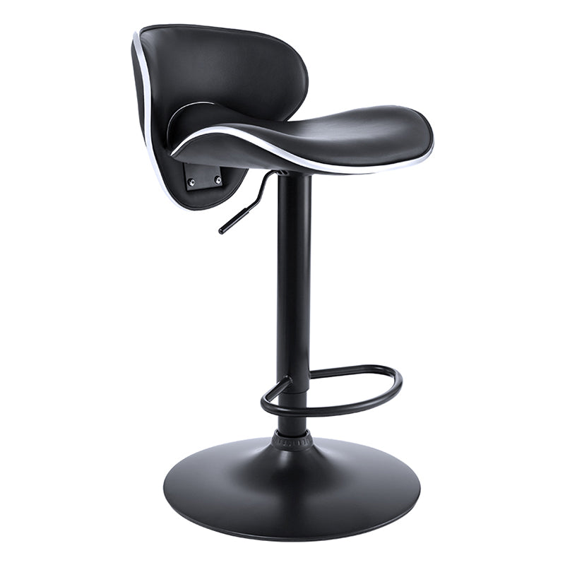 Taburete de bar moderno ajustable, respaldo, taburete de bar de cuero con giro en negro