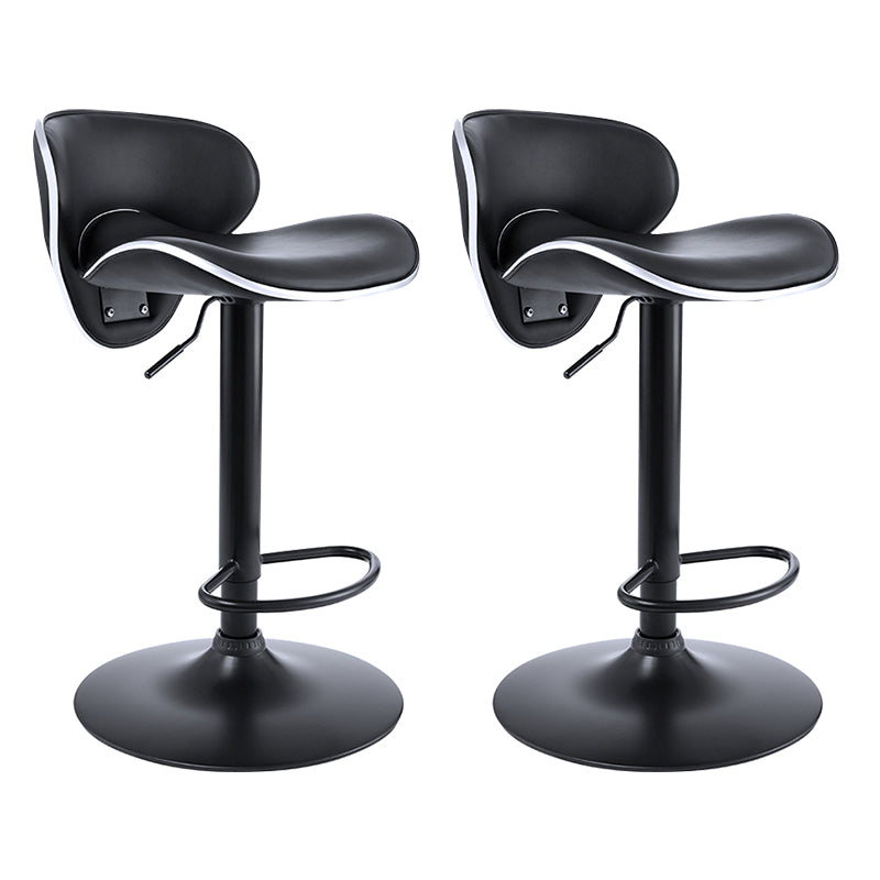 Taburete de bar moderno ajustable, respaldo, taburete de bar de cuero con giro en negro